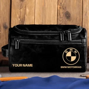 BMW Motorrad Motorcycles  Exclusive Logo - Personalized Leather Toiletry Bag QTMT180425BMW - Black