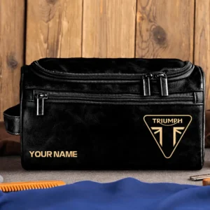 Triumph Motorcycles  Exclusive Logo - Personalized Leather Toiletry Bag QTMT180425TRIA5 - Black