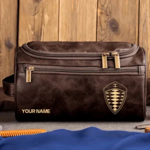 Koenigsegg Car Exclusive Logo - Personalized Leather Toiletry Bag QTCAR120625A2KOE - Coffee