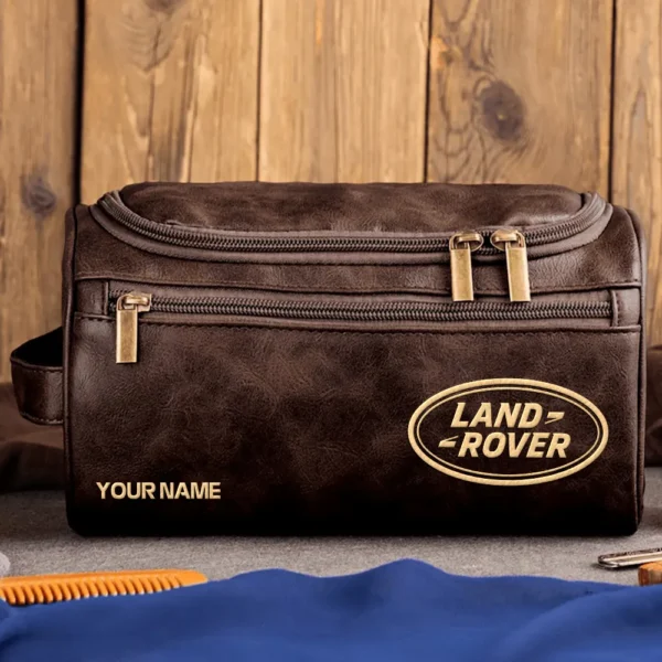 Land Rover Car Exclusive Logo - Personalized Leather Toiletry Bag QTCAR120625A2LRD - Coffee