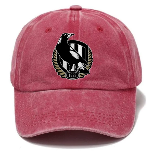 Collingwood Magpies AFL Exclusive Logo Washed Cotton Baseball Cap - Printed With Box HOAFL100525BC01COLL - Red