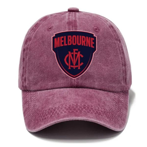 Melbourne Demons AFL Exclusive Logo Washed Cotton Baseball Cap - Printed With Box HOAFL100525BC01MELB - Rose