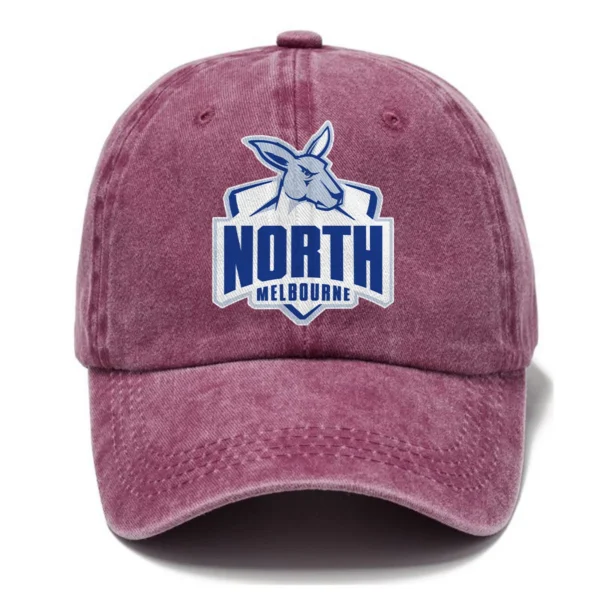 North Melbourne Kangaroos AFL Exclusive Logo Washed Cotton Baseball Cap - Printed With Box HOAFL100525BC01NMFC - Rose