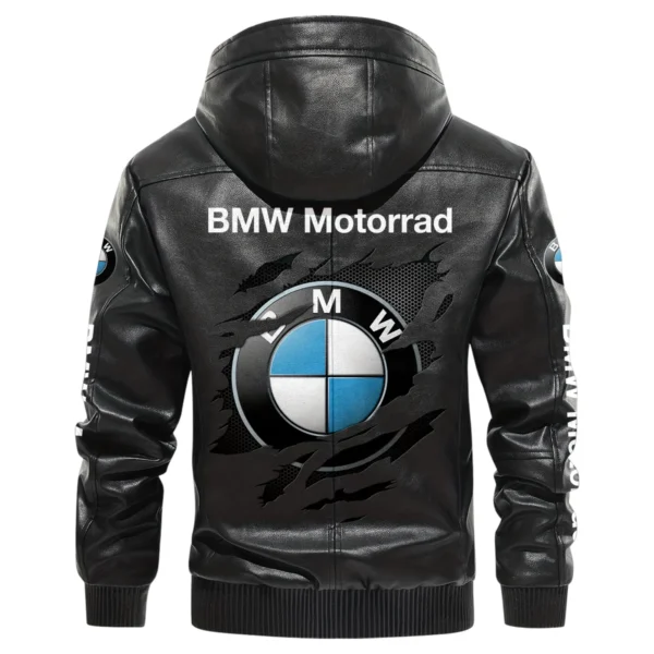 BMW Motorrad Exclusive Logo Hooded Leather Jacket QTMO230625A2BMW - Black - Image 3