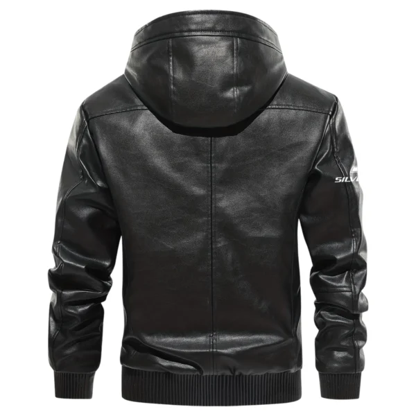 Chevrolet Silverado Exclusive Logo Hooded Leather Jacket QTUT230625A2CS - Black - Image 3