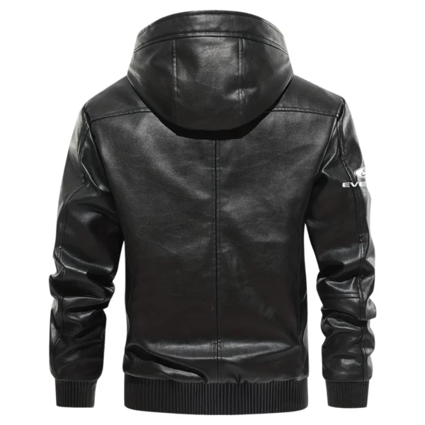 Ford Everest Exclusive Logo Hooded Leather Jacket QTUT230625A2FE - Black - Image 3