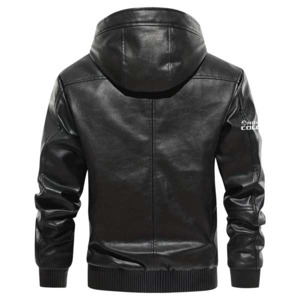 Holden Colorado Exclusive Logo Hooded Leather Jacket QTUT230625A2HC - Black - Image 3