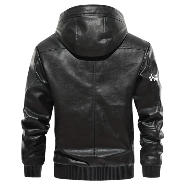 Mitsubishi Triton Exclusive Logo Hooded Leather Jacket QTUT230625A2MT - Black - Image 3