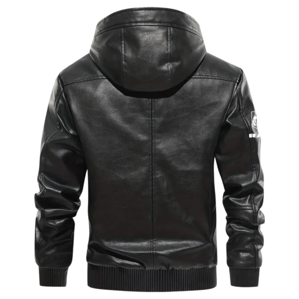 RAM Trucks Exclusive Logo Hooded Leather Jacket QTUT230625A2RAM - Black - Image 3