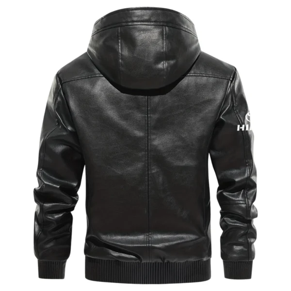 Toyota Hilux Exclusive Logo Hooded Leather Jacket QTUT230625A2TH - Black - Image 3