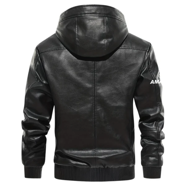 Volkswagen Amarok Exclusive Logo Hooded Leather Jacket QTUT230625A2VA - Black - Image 3