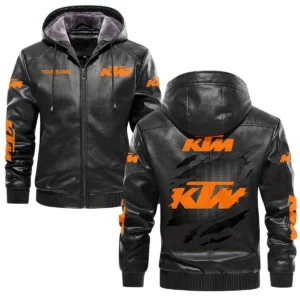 KTM Exclusive Logo Hooded Leather Jacket QTMO230625A2KTM - Black