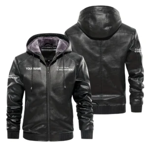 Holden Colorado Exclusive Logo Hooded Leather Jacket QTUT230625A2HC - Black