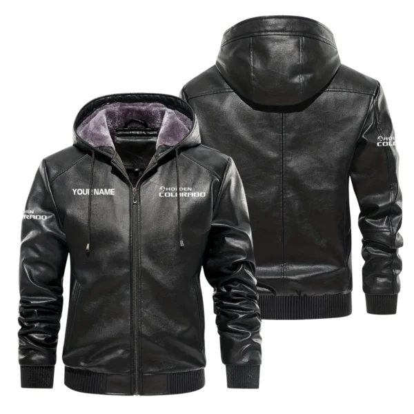 Holden Colorado Exclusive Logo Hooded Leather Jacket QTUT230625A2HC - Black