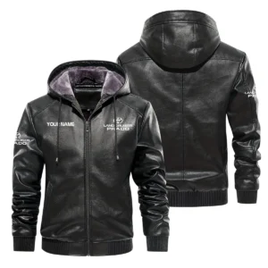 Toyota Prado Exclusive Logo Hooded Leather Jacket QTUT230625A2TP - Black