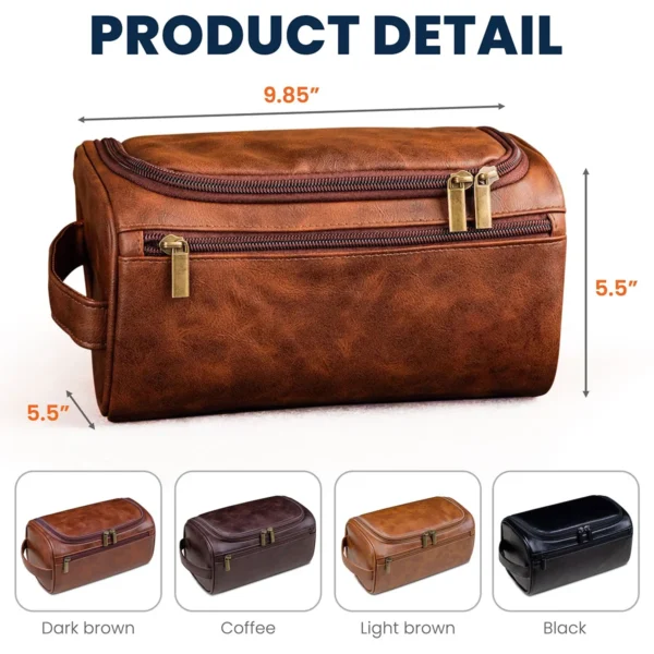 Adelaide Crows AFL Exclusive Logo Personalized Leather Toiletry Bag HOAFL0090525LTB01ADEL - Dark Brown - Image 5