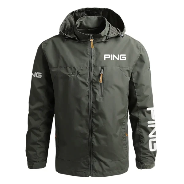 Ping Exclusive Logo Waterproof Outdoor Jacket QTGF210525A2PI - Army Green