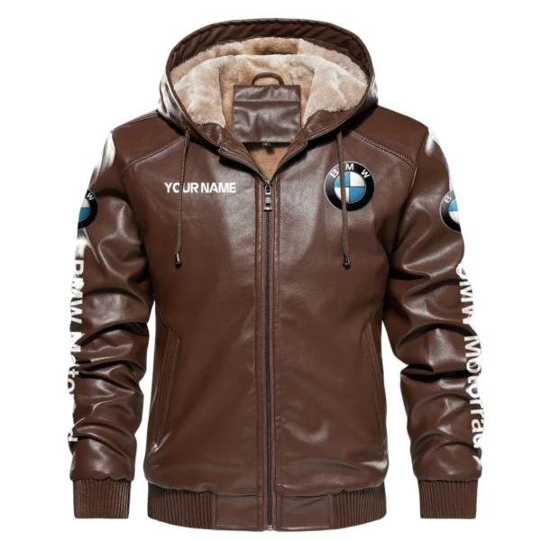 BMW Motorrad Exclusive Logo Hooded Leather Jacket QTMO230625A2BMW - Brown - Image 2