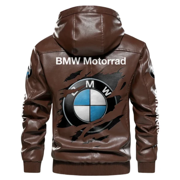 BMW Motorrad Exclusive Logo Hooded Leather Jacket QTMO230625A2BMW - Brown - Image 3