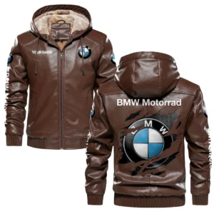 BMW Motorrad Exclusive Logo Hooded Leather Jacket QTMO230625A2BMW - Brown