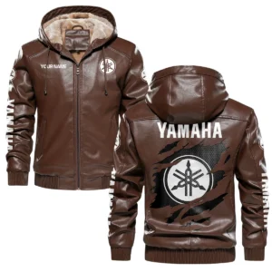 Yamaha Exclusive Logo Hooded Leather Jacket QTMO230625A2YAM - Brown