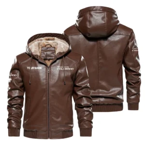 Holden Colorado Exclusive Logo Hooded Leather Jacket QTUT230625A2HC - Brown