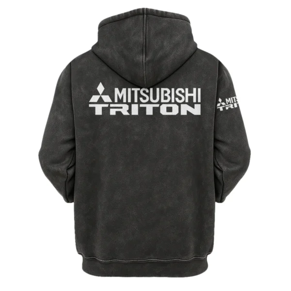 Mitsubishi Triton Exclusive Logo Hoodie Vintage QTUT200625A1MT - Black - Image 2