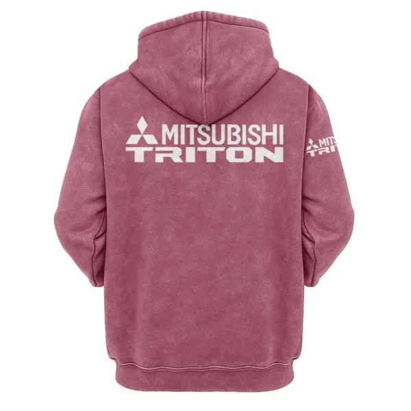 Mitsubishi Triton Exclusive Logo Hoodie Vintage QTUT200625A1MT - Brick Red - Image 2