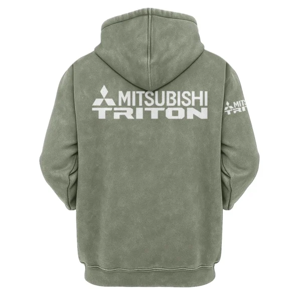 Mitsubishi Triton Exclusive Logo Hoodie Vintage QTUT200625A1MT - Military Green - Image 2