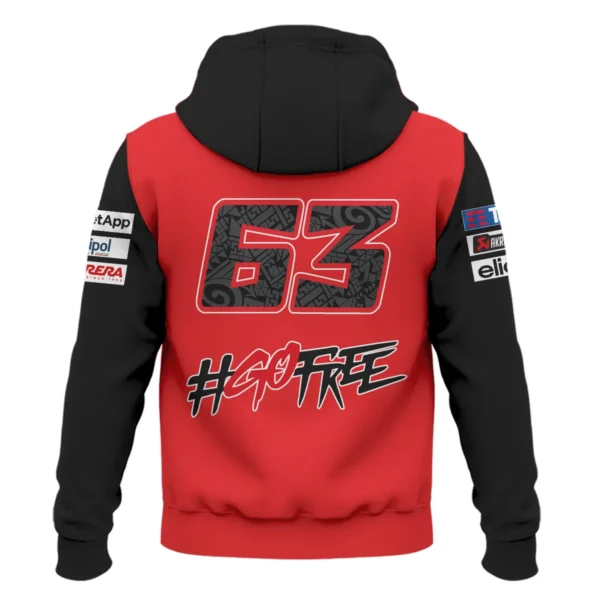 Francesco Bagnaia Ducati Lenovo Team  Exclusive Logo Zipper Hoodie QTVAGP110625A13DUC-ZHD - Image 3