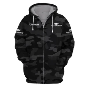Chevrolet Silverado Exclusive Logo Zipper Hoodie Ute QTUT110625A1CS-ZHD - Black