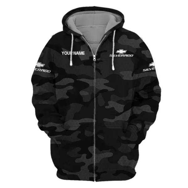 Chevrolet Silverado Exclusive Logo Zipper Hoodie Ute QTUT110625A1CS-ZHD - Black