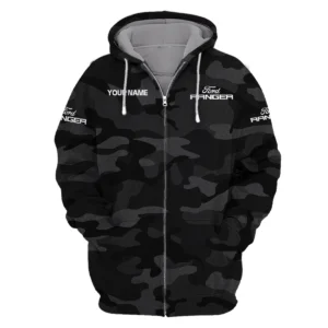 Ford Ranger Exclusive Logo Zipper Hoodie Ute QTUT110625A1FR-ZHD - Black