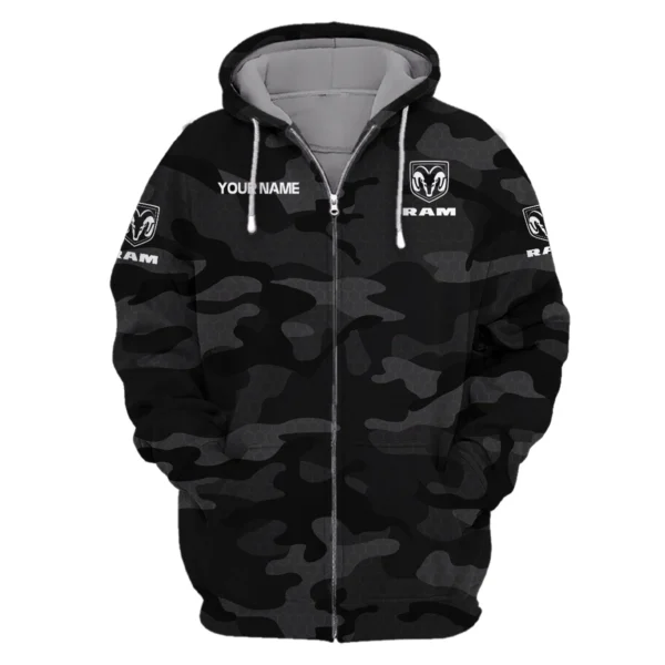RAM Trucks Exclusive Logo Zipper Hoodie Ute QTUT110625A1RAM-ZHD - Black