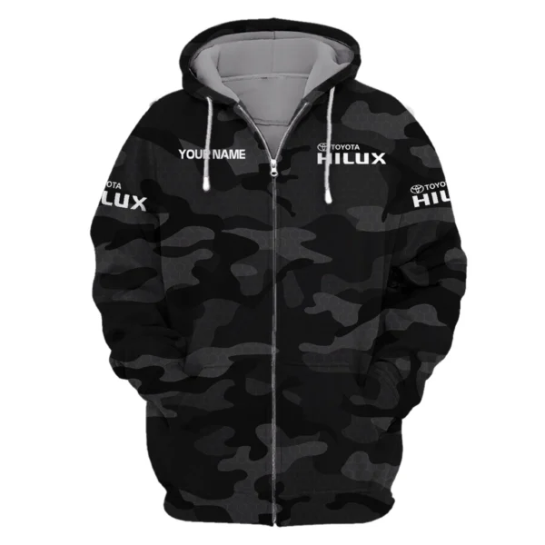 Toyota Hilux Exclusive Logo Zipper Hoodie Ute QTUT110625A1TH-ZHD - Black