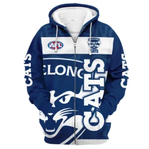 Geelong Cats Australian Football League Exclusive Logo Zipper Hoodie HOAFL130525A02GEELZHD
