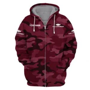 Chevrolet Silverado Exclusive Logo Zipper Hoodie Ute QTUT110625A1CS-ZHD - Maroon