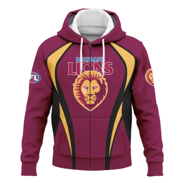 Brisbane Lions AFL Exclusive Logo Zipper Hoodie QTVA250625AFL03BL-ZHD - Image 2