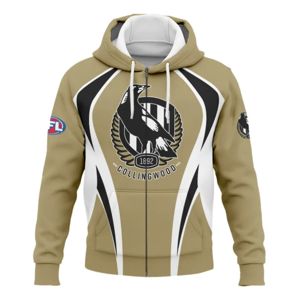 Collingwood Magpies AFL Exclusive Logo Zipper Hoodie QTVA250625AFL03COLL-ZHD - Image 2