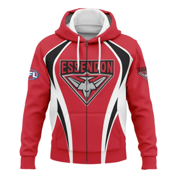 Essendon Bombers AFL Exclusive Logo Zipper Hoodie QTVA250625AFL03ESS-ZHD - Image 2