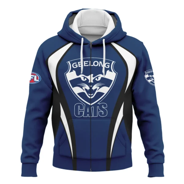 Geelong Cats AFL Exclusive Logo Zipper Hoodie QTVA250625AFL03GEEL-ZHD - Image 2