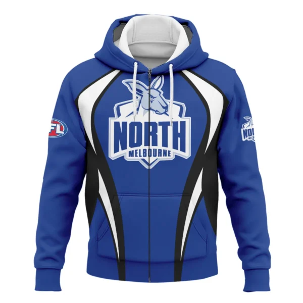 North Melbourne Kangaroos AFL Exclusive Logo Zipper Hoodie QTVA250625AFL03NMFC-ZHD - Image 2
