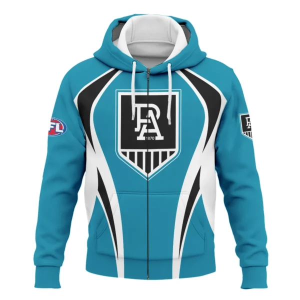 Port Adelaide Power AFL Exclusive Logo Zipper Hoodie QTVA250625AFL03PORT-ZHD - Image 2