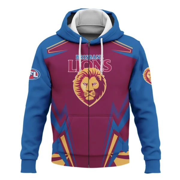 Brisbane Lions AFL Exclusive Logo Zipper Hoodie QTVA270625AFL04BL-ZHD - Image 2