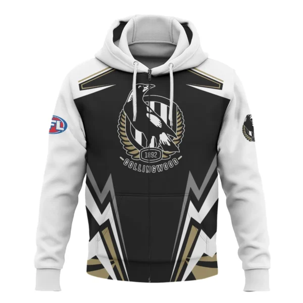 Collingwood Magpies AFL Exclusive Logo Zipper Hoodie QTVA270625AFL04COLL-ZHD - Image 2