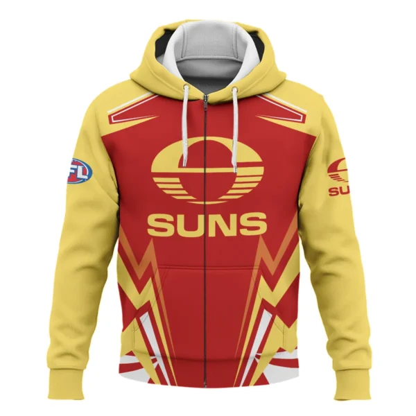 Gold Coast SUNS AFL Exclusive Logo Zipper Hoodie QTVA270625AFL04GCFC-ZHD - Image 2