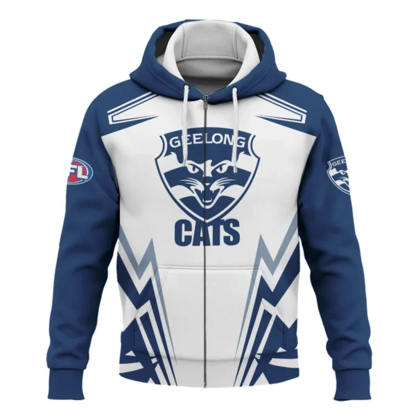 Geelong Cats AFL Exclusive Logo Zipper Hoodie QTVA270625AFL04GEEL-ZHD - Image 2