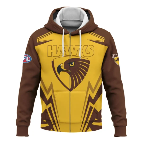 Hawthorn Hawks AFL Exclusive Logo Zipper Hoodie QTVA270625AFL04HAW-ZHD - Image 2