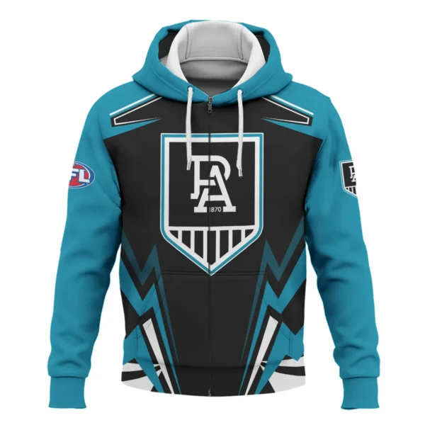 Port Adelaide Power AFL Exclusive Logo Zipper Hoodie QTVA270625AFL04PORT-ZHD - Image 2