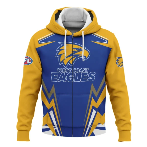 West Coast Eagles AFL Exclusive Logo Zipper Hoodie QTVA270625AFL04WCE-ZHD - Image 2